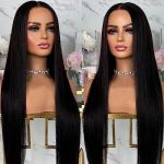Bold Black Beauty: 22-Inch Long Silky Straight Lace Front Wig for Black Women