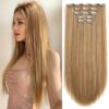 StrRid Blonde Hair Extensions - 5PCS of 22" Long Straight Synthetic Fluffy Beauty for Stunning Transformations