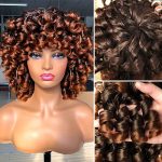 Sweece 14 Inch Short Curly Wig - Afro Kinky Curly Wigs with Bangs in Stunning Ombre Brown, Perfect for Every Occasion