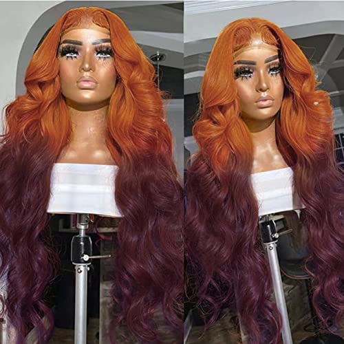 Ginger Purple Ombre Lace Front Wig Human Hair 13x4 Body Wave - Two Tones Glueless Wig for a Vibrant Style Statement
