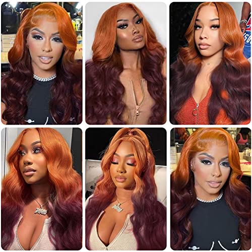 Ginger Purple Ombre Lace Front Wig Human Hair 13x4 Body Wave - Two Tones Glueless Wig for a Vibrant Style Statement
