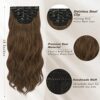 18'' Long Wavy Brunette Hair Extensions - 5 PCS Clip in Hairpieces for Women - Thick Soft Weft - Synthetic, Ideal for Daily Wear, Parties, and Halloween in Golden Chestnut Brown