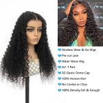 4GIRL4EVER Glueless Water Wave T Part Lace Front Wig - 22 Inch Human Hair, Pre Plucked, Ready to Wear, HD Lace Closure Wig