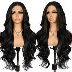 QD-Udreamy Black Lace Front Wig, Body Wave Lace Front Wigs, Transparent Lace Wig Pre Plucked with Baby Hair, 26 inch Long Wavy Wig for Women, Glueless Lace Wig for Black Women