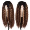 FEEL ME 28" Deep Wave Frontal Wig: Embrace Daily Elegance with Ombre Highlights and Simulated Scalp for a Realistic Look