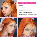 Ginger Lace Front Human Hair Wig - 13X4 HD Straight Transparent Lace Frontal Wig, 180% Density, Glueless Pre-Plucked with Baby Hair, Perfect for a Striking Look