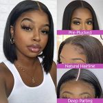 ETERNAL LOVELINESS 10A Brazilian Virgin Bob Wig - Summer-Ready Lace Closure, 160% Density, 4x4 Swiss Lace, 10 Inch