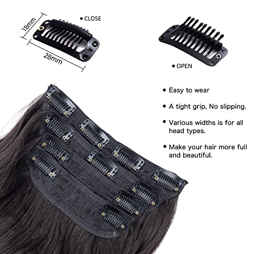 Voluminous and Natural Dark Brown Hair Extensions - 4Pcs Clip-in Set for Long, Curly, and Thick Brunette Hair (20 Inches)