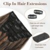 6PCS Wavy Long Hair Highlights Extensions - 20 Inch Auburn Chestnut Clip-Ins for a Charming and Elegant Look