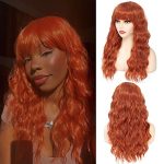 X-TRESS Ginger Wigs: 22-Inch Synthetic Natural Curly Bang Orange Wig for Black Women - Unleash Your Unique Charm