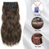 Long Wavy Clip-in Synthetic Hair Extension - Chestnut Brown 4pc Thick Hairpieces for Luxurious and Natural 20-inch Hair Extensions (8/10)