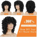 Short Afro Curly Synthetic Hair Wigs - Natural Black, Shoulder Length, Perfect for Daily Wear