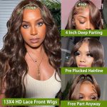 LAINSS Chocolate Brown Body Wave Lace Front Wig - Embrace Elegance with 4# Colored Glamour