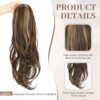 22-Inch Balayage Chocolate Brown Highlights Drawstring Wavy Ponytail Extensions