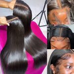 13x4 Straight HD Lace Front Wigs Human Hair - Pre Plucked, 10A 180 Density, Natural Black Color, Transparent Lace Frontal Wigs for Black Women (24 inch)