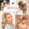 Glamorous with 26 Inch Brunette Mix Caramel Highlights Ponytail Extensions – Heat-Resistant, Wavy, and Effortless Clip-In Style