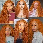 20-Inch Ginger Curly Lace Front Wig – 100% Unprocessed Brazilian Virgin Human Hair for a Natural and Charming Appearance