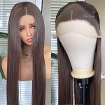 COCOFANS Silky Straight Dark Brown Lace Front Wig - Long Glamour for Women, Versatile Styling with Middle Part, Heat Resistant Natural Hairline Wig