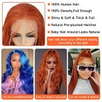 28 Inch Ginger Lace Front Wigs Human Hair Pre Plucked - Body Wave HD Orange Lace Frontal Human Hair Colored Wig