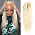 180% Density HD 4x4 14 Inch Gold HD Lace Closure - Sheer HD Lace Blonde Virgin Remy Human Hair Wig for Effortless Elegance