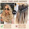 Nnzes Clip in Long Wavy Hair Extension - 4PCS Thick Bleach Blonde mix Light Blonde - Double Weft 20 Inch Synthetic Hair Extension