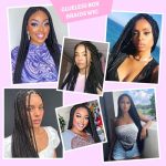 SUPERNOVA Glueless Box Braided Wig - Long Synthetic 4x4 Lace Front Braided Wig with Baby Hair (Natural Black)