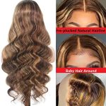 22 Inch Highlight Ombre Lace Front Wig - Honey Blonde Body Wave HD Transparent Wig with 180% Density for Effortless Glam