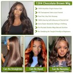 LAINSS Chocolate Brown Body Wave Lace Front Wig - Embrace Elegance with 4# Colored Glamour