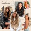 Nnzes Clip in Long Wavy Hair Extension - 4PCS Thick Bleach Blonde mix Light Blonde - Double Weft 20 Inch Synthetic Hair Extension
