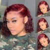 Jasperel 99J Short Curly Bob Lace Front Wigs | Indulge in 150% Natural Density, Brazilian Remy Hair, and Undetectable HD Lace
