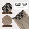 Clip-in Long Straight Synthetic Hair Extension 24 Inch 6PCS - Balayage Ash Brown with White Blonde - Instantly Transform Your Look