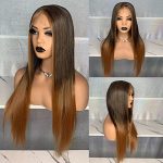 Elevate Your Elegance with Ombre Brown Synthetic Straight Lace Wigs - Perfect for All Occasions