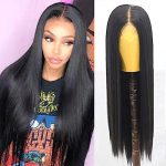 Chic Glamour: ELESTY 13x6 Black Long Straight Lace Front Wig - Unleash Daily Confidence with Deep Parting