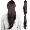 MFZZKAP Chestnut Brown 22" Straight Hair Extension Claw Clip Ponytail - Instant Glamour for All Occasions