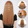 Clip-in Long Straight Synthetic Hair Extension 24 Inch 6PCS - Balayage Ash Brown with White Blonde - Instantly Transform Your Look