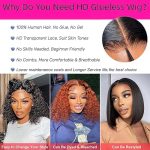 Bob Wig Human Hair Pre Plucked Cut Lace for Beginners 180% Density Upgraded No Glue Water Wave 4x4 HD Lace Closure Wigs for Black Women with Baby Hair Natural Color (14 inch)