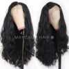 Maycaur Long Black Hair Lace Wigs - Natural Baby Hair, Heat Resistant Synthetic Fiber for Effortless Elegance