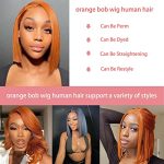 Ginger Orange Bob Wig Human Hair 13x4 Frontal Lace Wig Human Hair Bob Wigs for Black Women Glueless Wigs Human Hair Pre Plucked 150% Density Straight Short Human Hair Brazilian Virgin Hair (10inch)