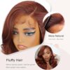 cuiud Reddish Brown Body Wave Lace Front Synthetic Wig - Effortless Elegance with 13x5x1 Long Side Part Bombshell Wig