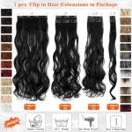 Cephermer Hair Extensions - 24" Long, Thick, and Natural Soft Hair, 7 PCS Clip-ins in Dark Brown Mix Bleach Blonde