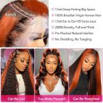 12A 200% Density 13x6 Ginger Orange Lace Front Wig – Unprocessed Brazilian Virgin Human Hair for Confident Charm