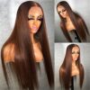 NINA's 24-Inch Brown Straight Lace Front Wig – HD Transparent Lace and Heat Resistant Fiber for Effortless Glamour