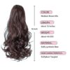 Chestnut Brown Claw Ponytail Extension - 16" Synthetic Curly Hair Piece for Instant Voluminous Wavy Pony Tail