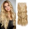 Strawberry Blonde Blend Marvel: 20 Inch Long Wavy Clip-In Hair Extensions - 6 Pieces for Natural Volume and Easy Style Enhancement