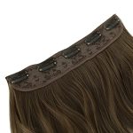20" Ombre Curly Wave Clips-In Synthetic Hair Extensions in Light Brown to Dirty Blonde - 5 Clips, 4.5 Oz Per Piece