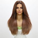 22 Inch Long Brown Wave Synthetic Lace Front Wig