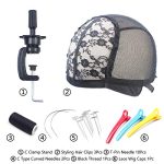 22 Inch Canvas Block Head Set for Wig Making and Styling - Complete Kit with C Stand, Styling Clips, T and C Needles, Thread, and Lace Wig Caps