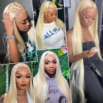 180% Density HD 4x4 14 Inch Gold HD Lace Closure - Sheer HD Lace Blonde Virgin Remy Human Hair Wig for Effortless Elegance
