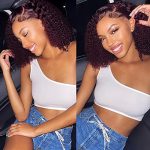 Short Curly Bob Wig in Stunning 99J - Brazilian Virgin Hair, 4x4 Lace Closure, and 150% Density for a Natural Curly Wave