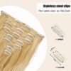 7PCS Golden Blonde Wavy Hair Extensions - 22inch Synthetic Hairpieces for Daily Glam - Natural, Soft, and Double Thick Clip-ins for Women and Girls